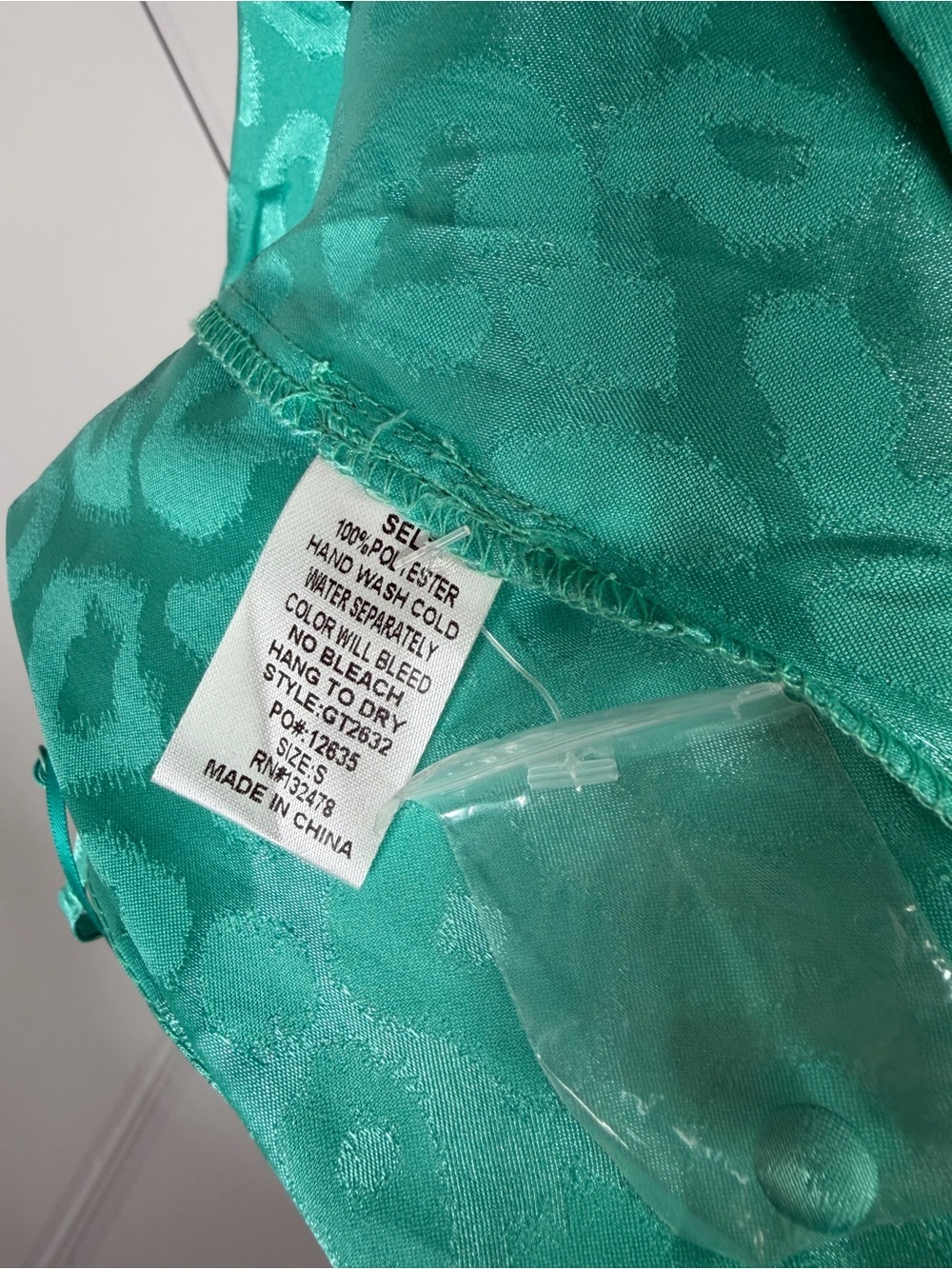 NWT Glam Turquoise Leopard Jacquard Tie Front Cami Top Size Small - Picture 6 of 6